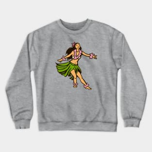 Vintage Hawaiian Hula Dancer Cartoon // Retro Hula Girl Crewneck Sweatshirt